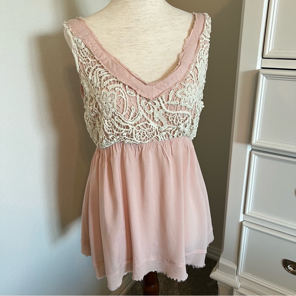 Lucy & Co Blush Ivory Lace Cotton Soft Romantic Boho Western Top